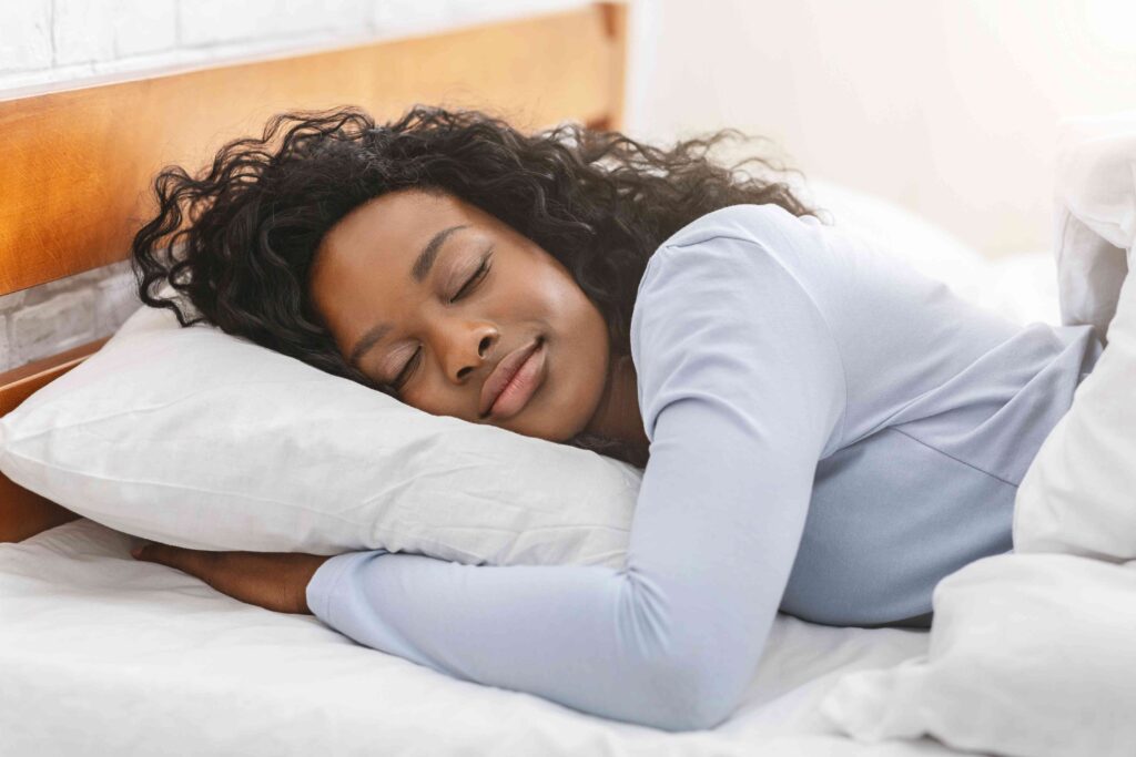 Woman resting in bed